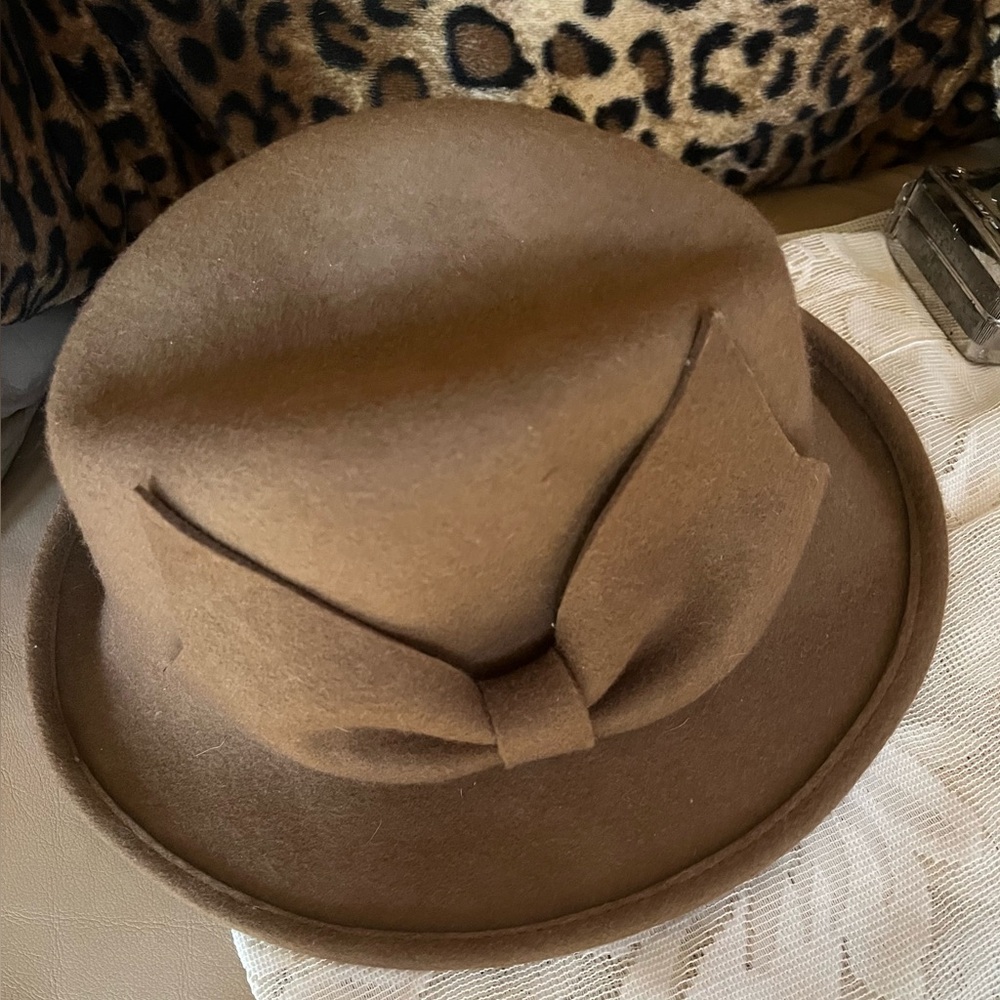 Nine West Brown Felt Hat with Bow